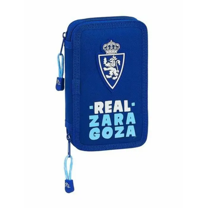 Estojo Duplo Real Zaragoza Azul 12.5 x 19.5 x 4 cm (28 Peças) Estojo 2 Divisórias - nacloset