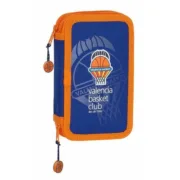Estojo Duplo Valencia Basket M854 Azul Laranja 12.5 x 19.5 x 4 cm (28 Peças) Estojo 2 Divisórias - nacloset