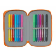 Estojo Duplo Valencia Basket M854 Azul Laranja 12.5 x 19.5 x 4 cm (28 Peças) Estojo 2 Divisórias - nacloset 2