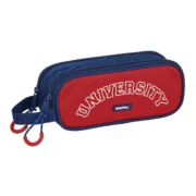 Estojo Duplo Safta University Vermelho Azul Marinho (21 x 8 x 6 cm) Estojo 2 Divisórias - nacloset