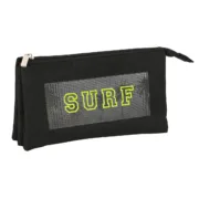 Estojo Triplo Safta Surf Preto (22 x 12 x 3 cm) Estojo 3 Compartimentos - nacloset