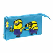 Estojo Triplo Minions Minionstatic Azul (22 x 12 x 3 cm) Estojo 3 Compartimentos - nacloset