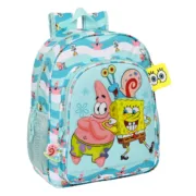 Mochila Escolar Spongebob Stay positive Azul Branco 32 x 38 x 12 cm Jogos | Disfarces - nacloset