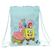 Saco Mochila com Cordas Spongebob Stay positive Azul Branco 26 x 34 x 1 cm Jogos | Disfarces - nacloset