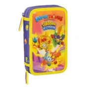 Estojo Duplo SuperThings Guardians of Kazoom Amarelo Roxo (28 Peças) Estojo 2 Divisórias - nacloset