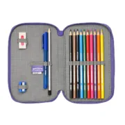 Estojo Duplo SuperThings Guardians of Kazoom Amarelo Roxo (28 Peças) Estojo 2 Divisórias - nacloset 2