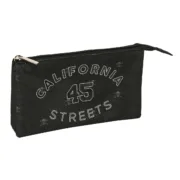 Estojo Triplo Safta California Preto 22 x 12 x 3 cm Estojo 3 Compartimentos - nacloset 2