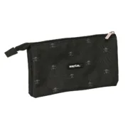 Estojo Triplo Safta California Preto 22 x 12 x 3 cm Estojo 3 Compartimentos - nacloset