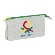 Estojo Triplo Benetton Pop Cinzento (22 x 12 x 3 cm) Estojo 3 Compartimentos - nacloset