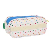 Estojo Triplo Benetton Topitos Branco (21,5 x 10 x 8 cm) Estojo 3 Compartimentos - nacloset 2