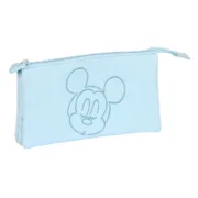 Estojo Triplo Mickey Mouse Clubhouse Baby Azul Claro (22 x 12 x 3 cm) Estojo 3 Compartimentos - nacloset