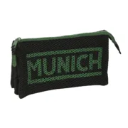 Estojo Triplo Munich Caviar Preto 22 x 12 x 3 cm Estojo 3 Compartimentos - nacloset