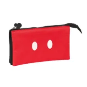 Estojo Triplo Mickey Mouse Clubhouse Mickey mood Preto Vermelho 22 x 12 x 3 cm Estojo 3 Compartimentos - nacloset