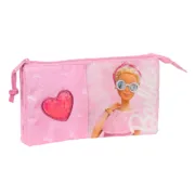 Estojo Triplo Barbie Girl Cor de Rosa 22 x 12 x 3 cm Estojo 3 Compartimentos - nacloset