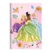 Caderno Princesses Disney Magical Bege Cor de Rosa A4 80 Folhas Cadernetas - nacloset