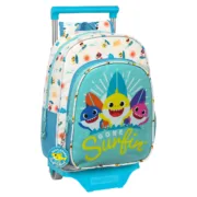 Mochila Escolar com Rodas Baby Shark Surfing Azul Branco 26 x 34 x 11 cm Jogos | Disfarces - nacloset