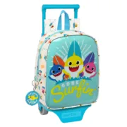 Mochila Escolar com Rodas Baby Shark Surfing Azul Branco 22 x 27 x 10 cm Jogos | Disfarces - nacloset