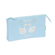 Estojo Triplo Glow Lab Cisnes Azul Claro 22 x 12 x 3 cm Estojo 3 Compartimentos - nacloset