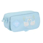 Estojo Triplo Glow Lab Cisnes Azul Claro 21,5 x 10 x 8 cm Estojo 3 Compartimentos - nacloset