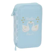 Estojo Duplo Glow Lab Cisnes Azul 12.5 x 19.5 x 4 cm (28 Peças) Estojo 2 Divisórias - nacloset