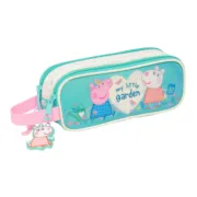 Estojo Duplo Peppa Pig Pretty flowers Amarelo Menta 21 x 8 x 6 cm Estojo 2 Divisórias - nacloset