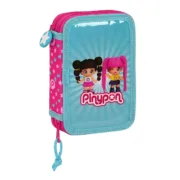 Estojo Duplo Pinypon Azul Cor de Rosa 12.5 x 19.5 x 4 cm (28 Peças) Estojo 2 Divisórias - nacloset