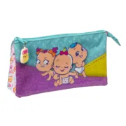 Estojo Triplo The Bellies Roxo Turquesa Branco 22 x 12 x 3 cm Estojo 3 Compartimentos - nacloset