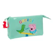 Estojo Duplo Peppa Pig George Menta 22 x 12 x 3 cm Estojo 2 Divisórias - nacloset