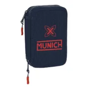 Estojo Duplo Munich Flash Azul Marinho 12.5 x 19.5 x 4 cm (28 Peças) Estojo 2 Divisórias - nacloset