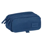 Estojo Triplo Safta 21,5 x 10 x 8 cm Azul Marinho Estojo 3 Compartimentos - nacloset