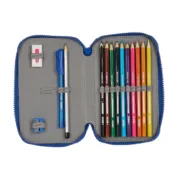 Estojo Duplo F.C. Barcelona Azul Grená 12.5 x 19.5 x 4 cm (28 Peças) Estojo 2 Divisórias - nacloset 2