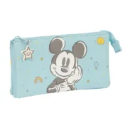 Estojo Triplo Mickey Mouse Clubhouse Baby Azul Claro 22 x 12 x 3 cm Estojo 3 Compartimentos - nacloset