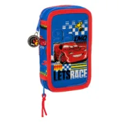 Estojo Duplo Cars Race ready Azul 12.5 x 19.5 x 4 cm (28 Peças) Estojo 2 Divisórias - nacloset