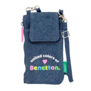 Porta-moedas Benetton Denim Bolsa para telemóvel Azul Acessórios de Moda - nacloset