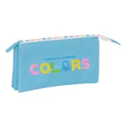 Estojo Triplo Benetton Spring Azul celeste 22 x 12 x 3 cm Estojo 3 Compartimentos - nacloset