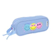 Estojo Duplo Smiley Joyful Multicolor Azul Claro 21 x 8 x 6 cm Estojo 2 Divisórias - nacloset