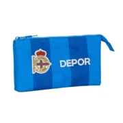 Estojo Triplo R. C. Deportivo de La Coruña Azul 22 x 12 x 3 cm Estojo 3 Compartimentos - nacloset