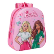 Mochila Escolar 3D Barbie Cor de Rosa Fúcsia 27 x 33 x 10 cm Jogos | Disfarces - nacloset