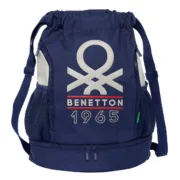 Mochila saco infantil Benetton Varsity Cinzento Azul Marinho 35 x 40 x 1 cm Jogos | Disfarces - nacloset