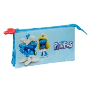 Estojo Duplo Los Pitufos Azul 22 x 12 x 3 cm Estojo 2 Divisórias - nacloset