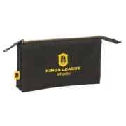 Estojo Triplo Kings League Preto 22 x 12 x 3 cm Estojo 3 Compartimentos - nacloset