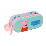 Estojo Duplo Peppa Pig Verde Cor de Rosa 21 x 8 x 6 cm 3D Estojo 2 Divisórias - nacloset