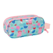 Estojo Duplo Peppa Pig Verde Cor de Rosa 21 x 8 x 6 cm 3D Estojo 2 Divisórias - nacloset 2