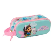Estojo Duplo Gabby’s Dollhouse Cor de Rosa Azul celeste 21 x 8 x 6 cm 3D Estojo 2 Divisórias - nacloset