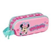 Estojo Duplo Minnie Mouse Cor de Rosa 21 x 8 x 6 cm 3D Estojo 2 Divisórias - nacloset