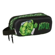 Estojo Duplo Hulk Preto Verde 21 x 8 x 6 cm 3D Estojo 2 Divisórias - nacloset