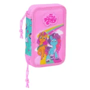Estojo Duplo My Little Pony Magic Cor de Rosa Turquesa 12.5 x 19.5 x 4 cm 28 Peças Estojo 2 Divisórias - nacloset