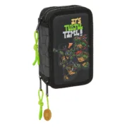 Estojo Triplo Teenage Mutant Ninja Turtles Preto Cinzento 12,5 x 19,5 x 5,5 cm 36 Peças Estojo 3 Compartimentos - nacloset