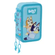 Estojo Triplo Bluey Azul celeste 12,5 x 19,5 x 5,5 cm 36 Peças Estojo 3 Compartimentos - nacloset