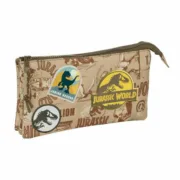 Estojo Triplo Jurassic World Bege 22 x 12 x 3 cm Estojo 3 Compartimentos - nacloset